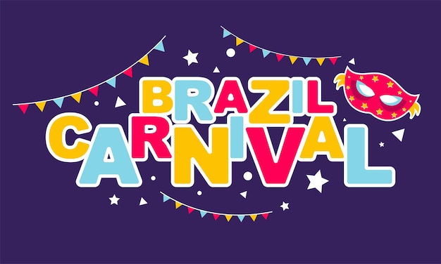 Evento popular en Brasil Título de carnaval de humor festivo con elementos de fiesta coloridos