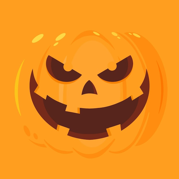 Evil Halloween Calabaza Dibujos animados Emoji Cara Personaje Vector Ilustración Diseño plano