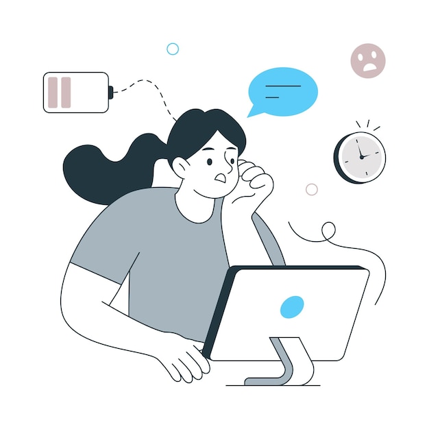 Evitar el agotamiento del trabajo Diseño de estilo plano Ilustración vectorial EPS 10 Archivo