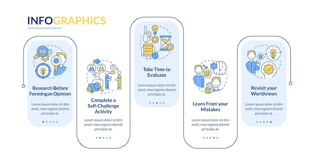 Evitar la plantilla de infografía de rectángulo de consejos de sesgo de confirmación