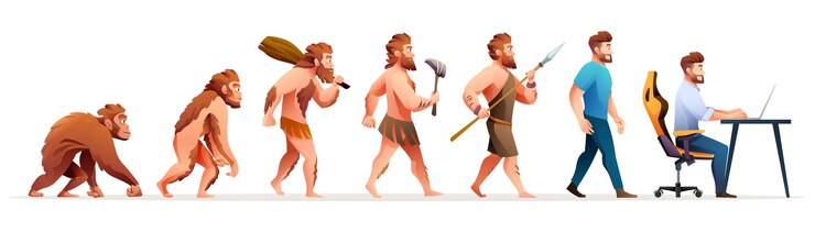 Vector evolución humana de mono a hombre de negocios y usuario de computadora ilustración vectorial
