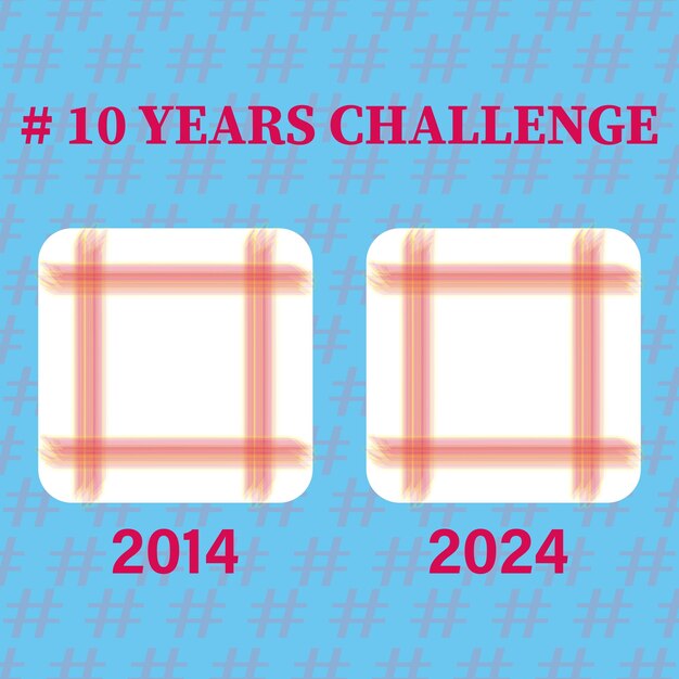 Evolución del patrón de cuadros Comparación de cuadrados de tiempo Diseño de 2014 a 2024 Desafío de arte digital vectorial
