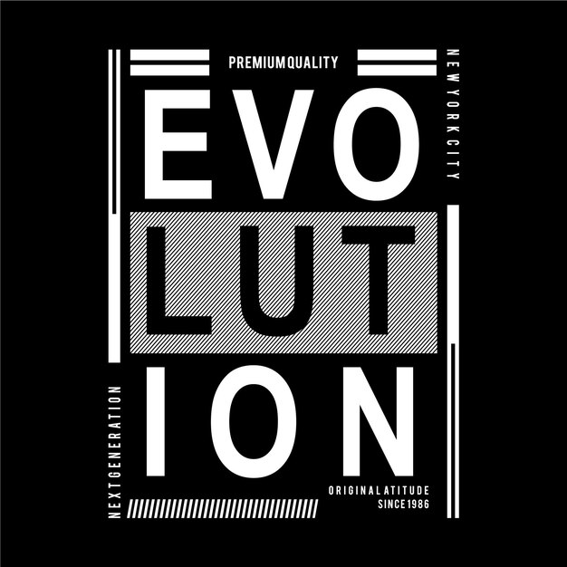 evolución tipografía camiseta diseño gráfico premium vector