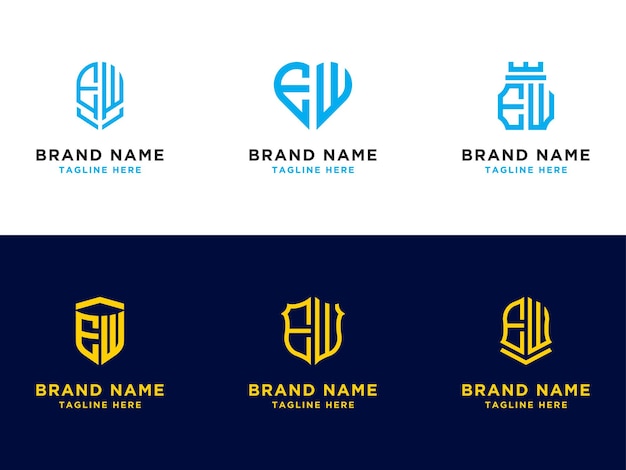 Vector ew logo set diseño gráfico moderno, diseño de logotipo inspirador para todas las empresas. -vectores