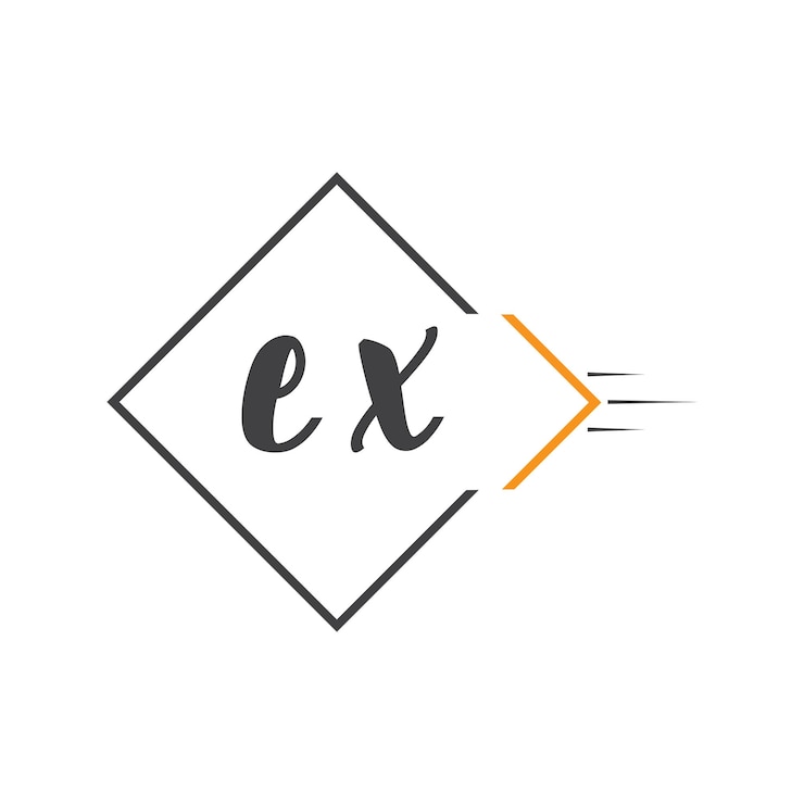 Vector ex logotipo inicial de monograma con diseño de estilo cuadrado