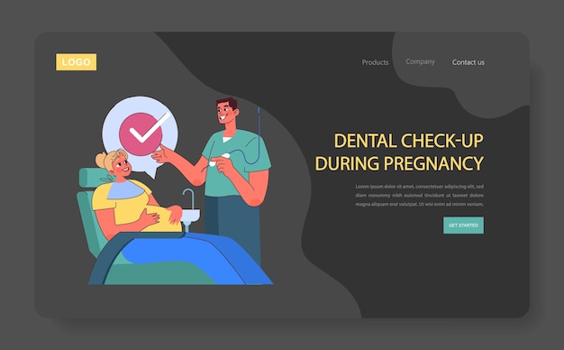 Examen dental durante el embarazo una mujer embarazada sonriente recibe un informe positivo de salud dental