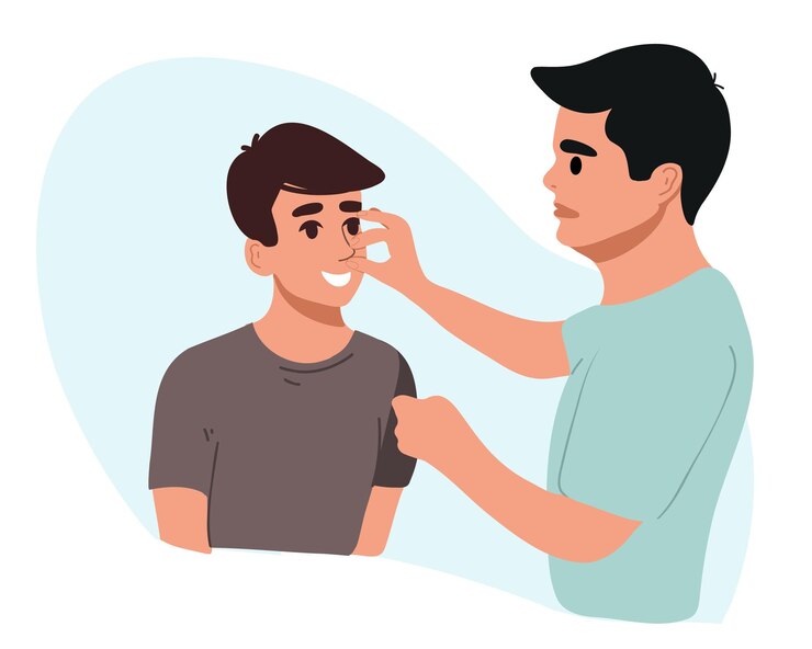 Vector examen de la nariz antes de la rinoplastia