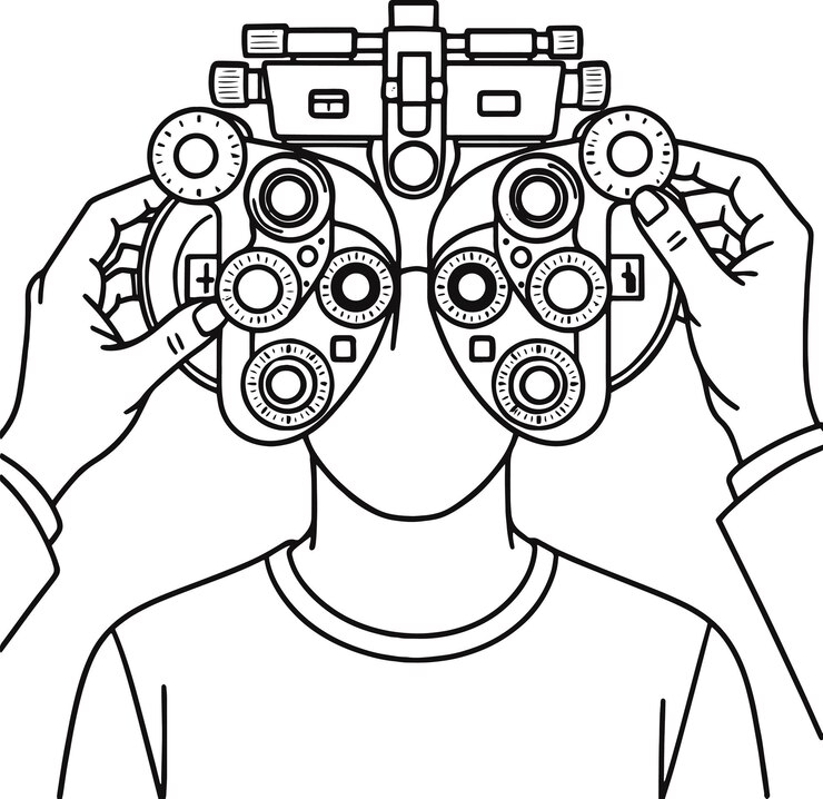 Vector examen ocular con phoropter