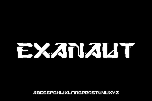 Exanaut futurista visualización vectorial creativa diseño de fuentes alfabéticas