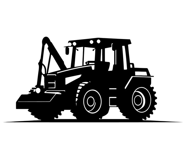 Vector excavadora aislada en blanco ilustración vectorial del tractor vector de excavadora en silueta