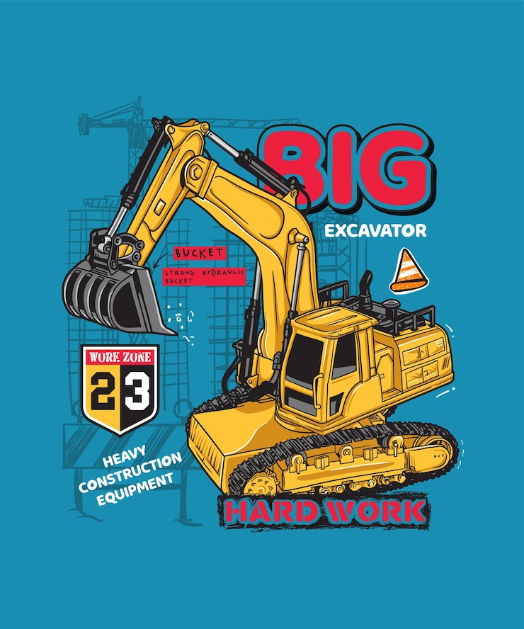 Vector excavadora construcción maquinaria pesada industria vector ilustración