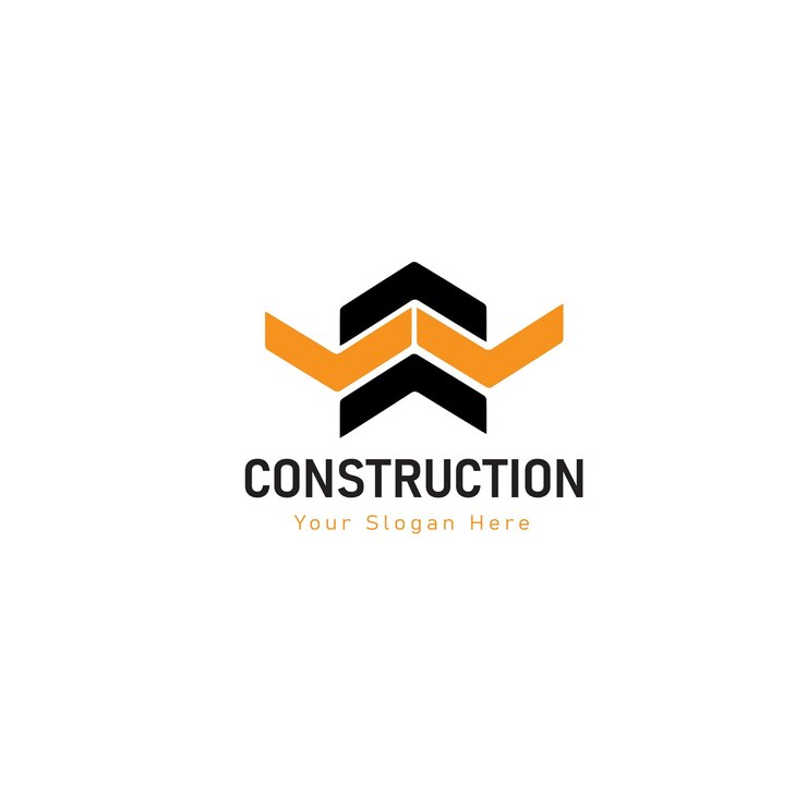 Vector excavadora vectorial gratuita y logotipo de construcción con edificio
