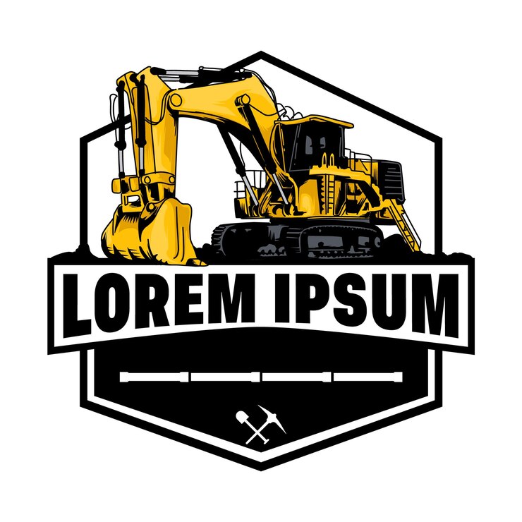 Vector excavator logo for construction and mining
