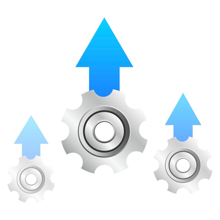 Vector excelencia operativa icono de glifo optimización tecnológica innovación concepto de crecimiento de la producción