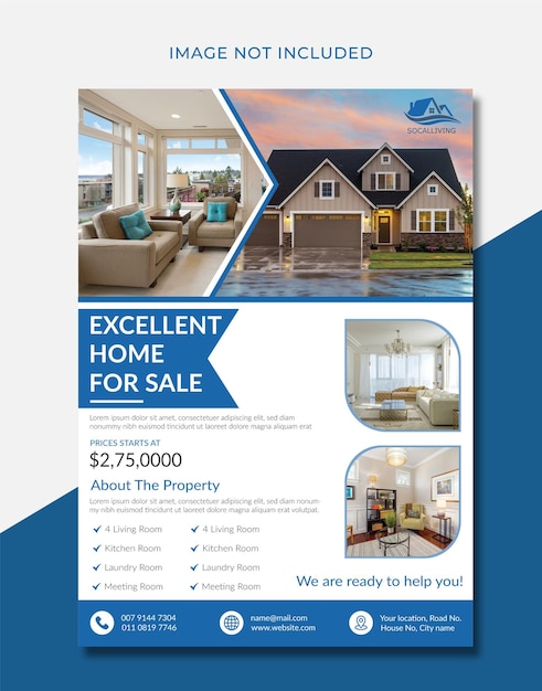Excelente casa para la venta y modelo de cartel de propiedad inmobiliaria