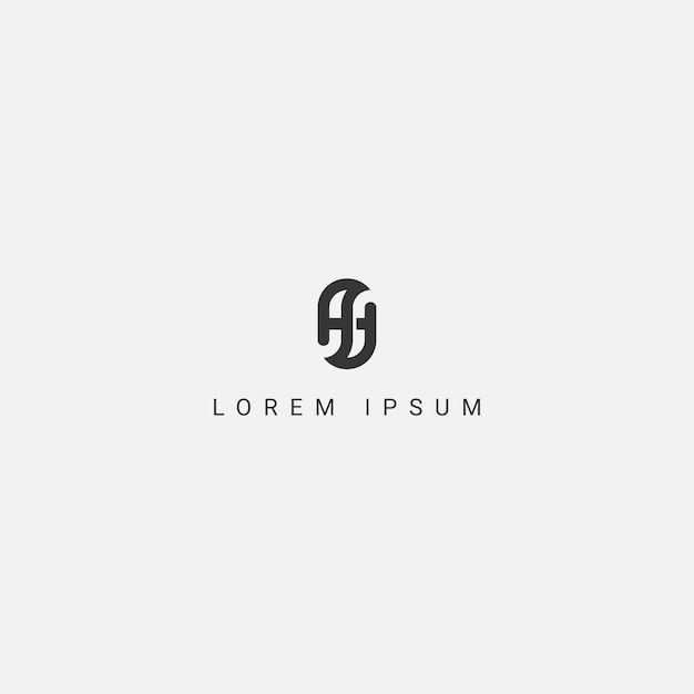 Excelente letra profesional HA AH diseño del logotipo color blanco y negro icono de monograma basado inicial