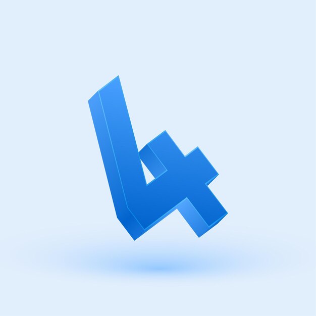 Exclusivo 3D azul número 4 icono con fondo elegante y fresco