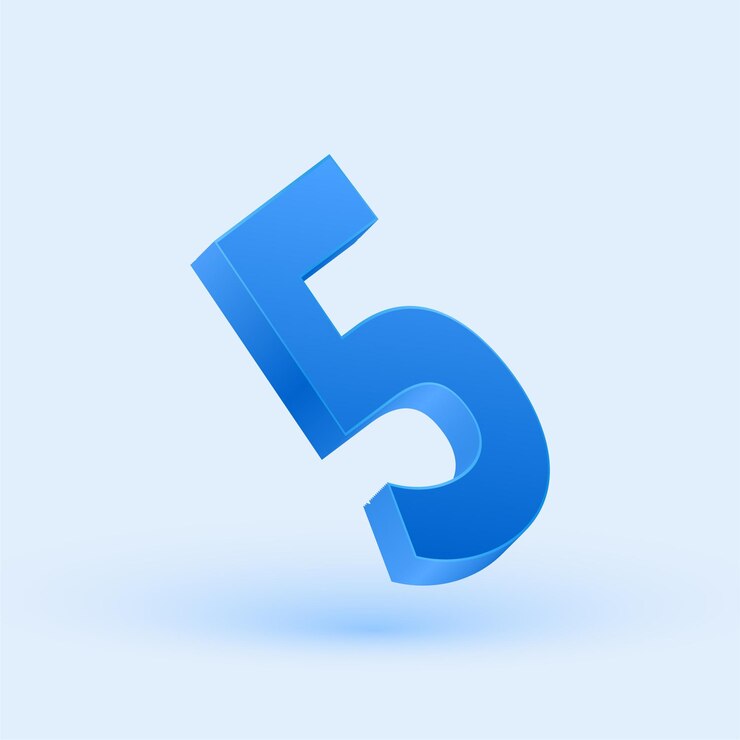 Vector exclusivo 3d azul número 5 icono con fondo elegante y fresco