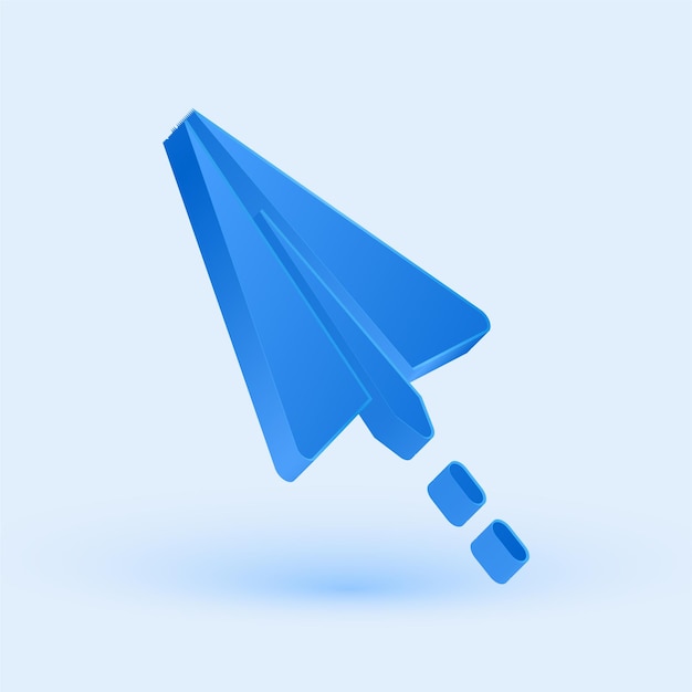 Exclusivo icono de cohete de papel azul en 3D con un fondo elegante y fresco