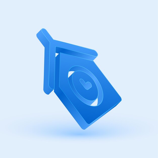 Exclusivo icono de escuela azul en 3D con un fondo elegante y fresco