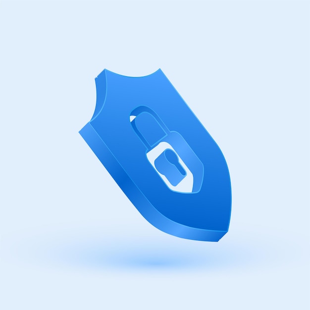 Exclusivo icono de seguridad azul 3D con un fondo elegante y fresco