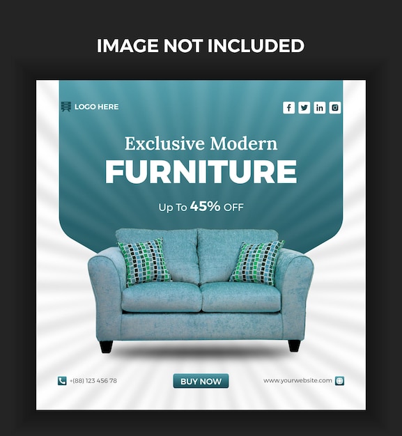 Vector exclusivos muebles modernos para publicación en redes sociales o plantilla de banner cuadrado