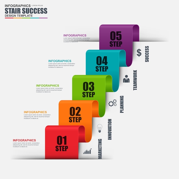 Éxito de escalera de negocios de infografía de plantilla de diseño de vector de marketing