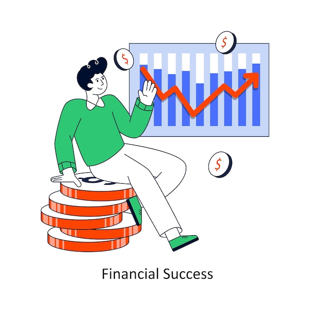 El éxito financiero Diseño de estilo plano Ilustración vectorial Ilustración de acciones