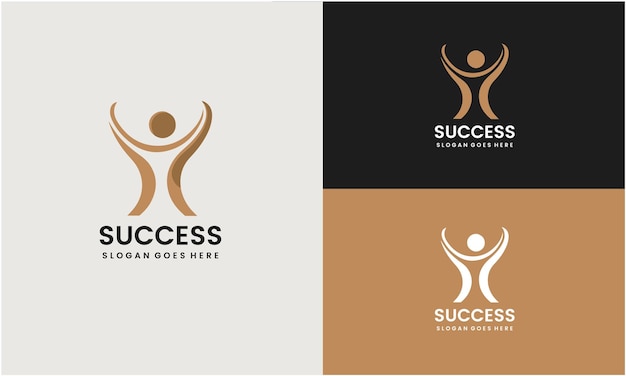 El éxito de las personas funciona y la educación Diseño de logotipo Vector Inspiración