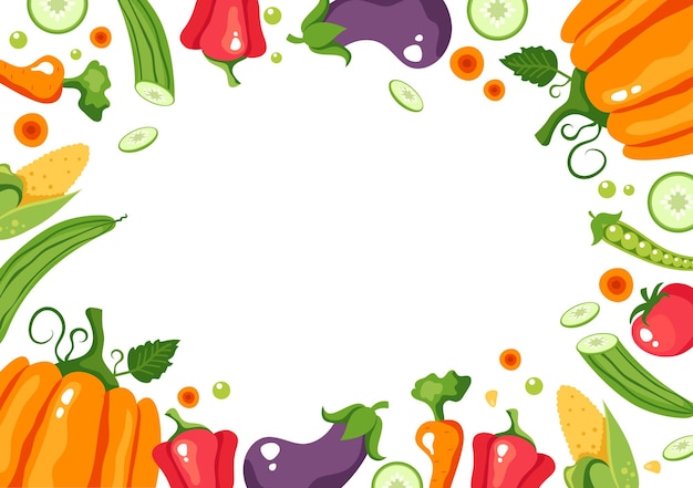 Vector exótico verano vegetal marco borde banner cubierta concepto vegetariano comida saludable decoración trópico