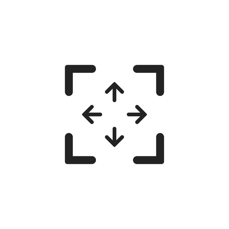 Vector expandir icono símbolo de vector de extensión icono de ampliación negro simple