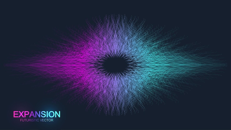 Vector expansión de vida. fondo de explosión de colores con puntos y líneas conectadas