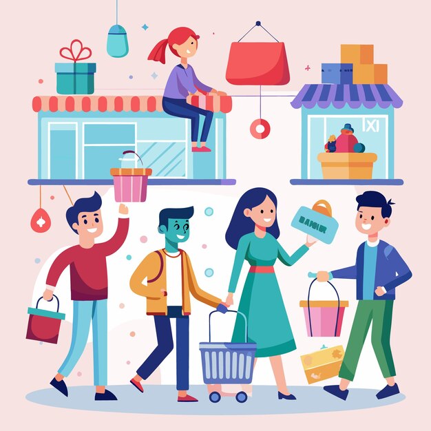 La expectación de las compras La gente disfruta de la terapia de venta al por menor
