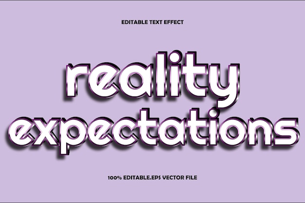 Vector expectativas de la realidad efecto de texto editable relieve en 3d estilo degradado