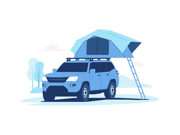 Expedición todoterreno SUV terrestre con carpa en la azotea camping autocaravana aventuras viajes