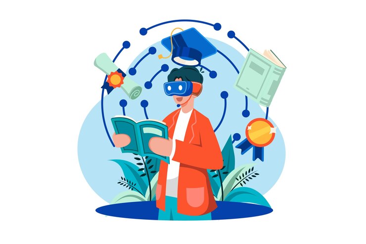 Vector experiencia de aprendizaje virtual