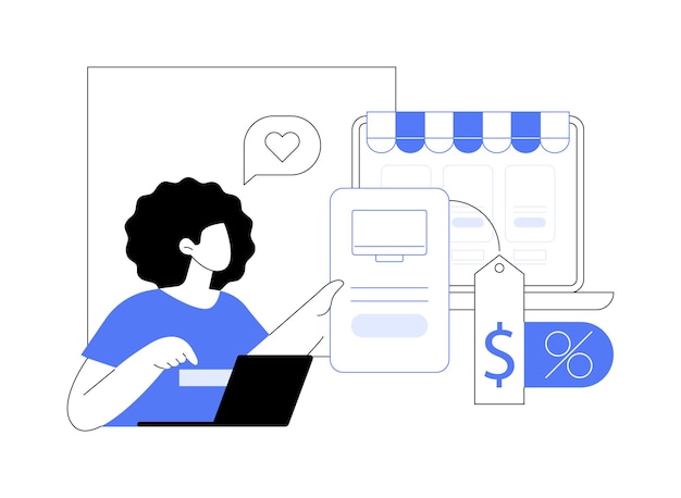 Experiencia personalizada del cliente concepto abstracto ilustración vectorial La mujer sonriente se ocupa de la personalización del comercio electrónico Sistema CRM gestión de marketing Tecnología de TI metáfora abstracta