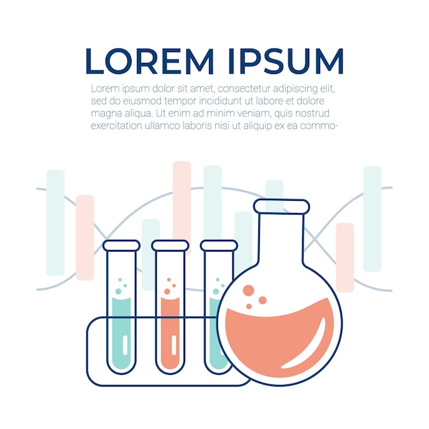 Experiencia química en el laboratorio Investigación de experimentos científicos Ilustración vectorial plana