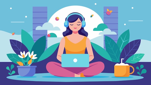 Vector una experiencia de spa virtual completa con música calmante y visuales calmantes que ofrecen un rejuvenecimiento