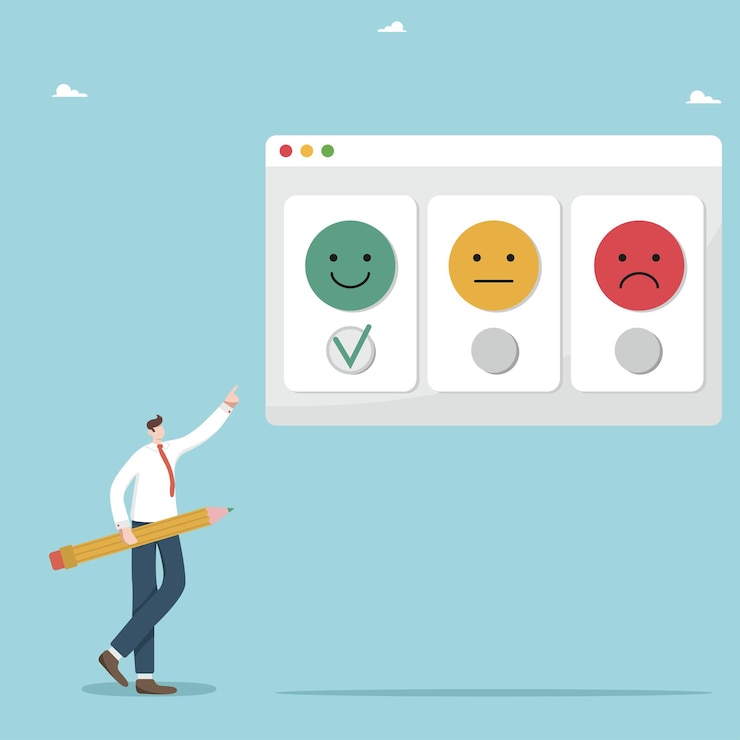 Vector experiencia del usuario comentarios positivos sobre la calidad del producto y el servicio calificación alta de los clientes