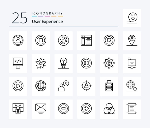 Experiencia de usuario Paquete de iconos de 25 líneas que incluye virus web de página web