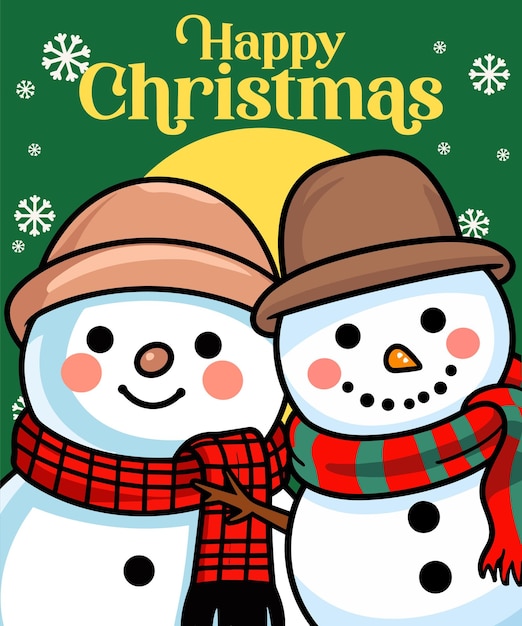 Experimenta unas felices vacaciones de invierno con la entrañable entidad de dibujos animados de Navidad Vector Snowman