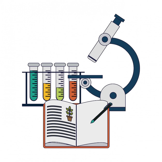 Experimentos científicos e investigación líneas azules.