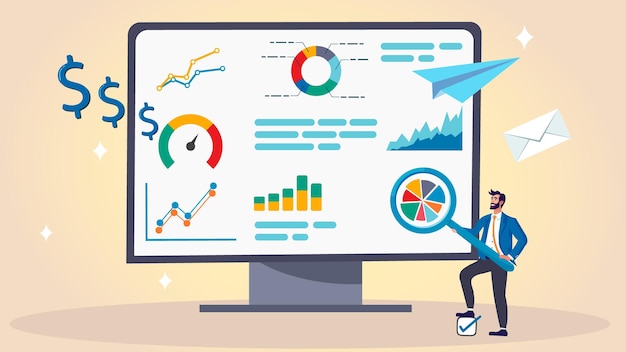 Experto en contabilidad y finanzas calcula los beneficios y pérdidas presupuestarios produce un gráfico de informe a partir de datos