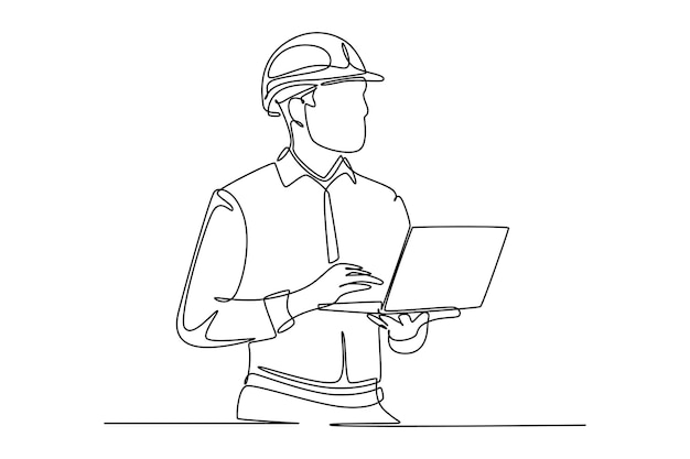 Un experto en ingeniería está comprobando la instalación de equipos tecnológicos Tecnología moderna concepto minimalista Icono de la tecnología Línea simple