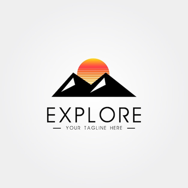 Explora el logotipo de la montaña con Sunrise