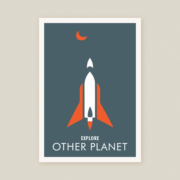 Exploración espacial cosmos shapeship rocket space art poster print