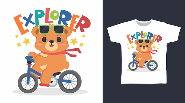 Vector explorador con camiseta de bicicleta diseños de moda de arte