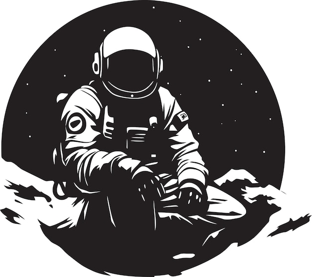 Explorador Espacial Astronauta Emblemático Vector Viaje Cósmico Icono del Logotipo del Astronauta Negro