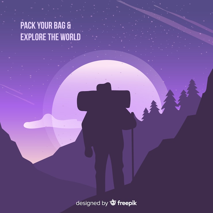 Vector explorador con el fondo de la mochila